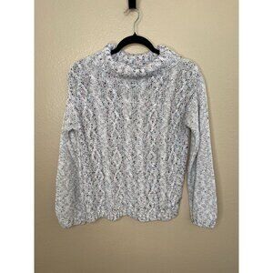 Soho New York & Company Womens Cable Knit Sweater M Long Sleeve Marled Gray